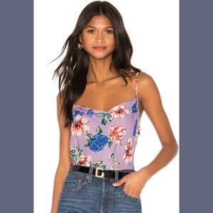 Parker Silk Summer Floral Top in Lais Fleur Lavender Small